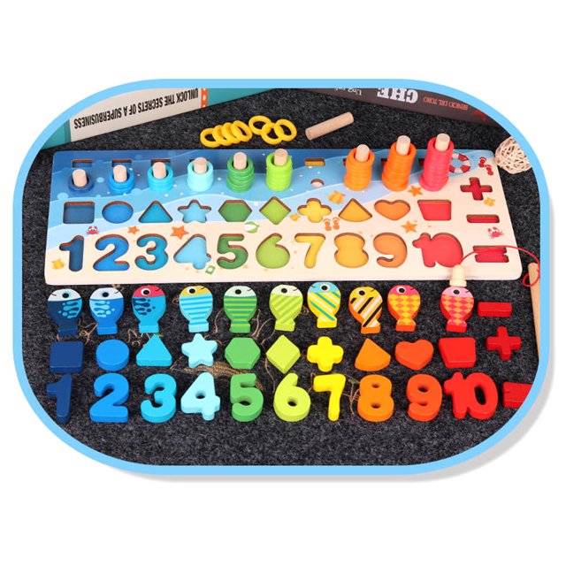 Amdohai Wooden Number Puzzle Match Board Math Game Early Learning Toys Color Shape Sorting Number