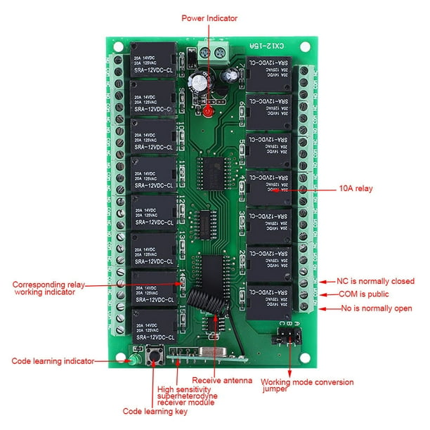 Transmisor de control Mando a distancia inalámbrico DC12V 15 ANGGREK Otros