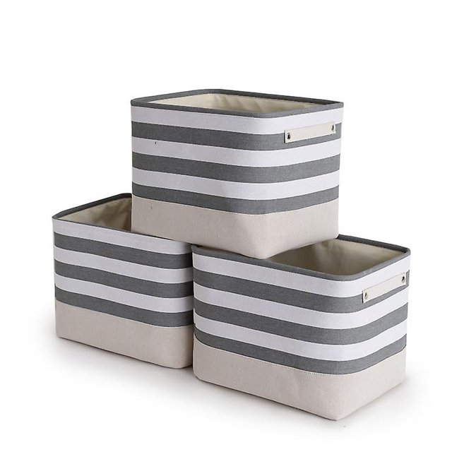 Contenedor de almacenamiento de baño de tela de algodón suave con asas adjuntas, 3 piezas, 3 piezas, tamaño mediano (14,1 x 6,2 x 10,2 pulgadas)