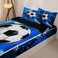 thumbnail image 3 of Homewish Football Lover Kid Zipper Full Size Comforter Sets with Fitted Sheet and 2 Pillowcases, Blue Watercolor Zipper Bedding Set, Navy Reversible, 4pcs, 3 of 6