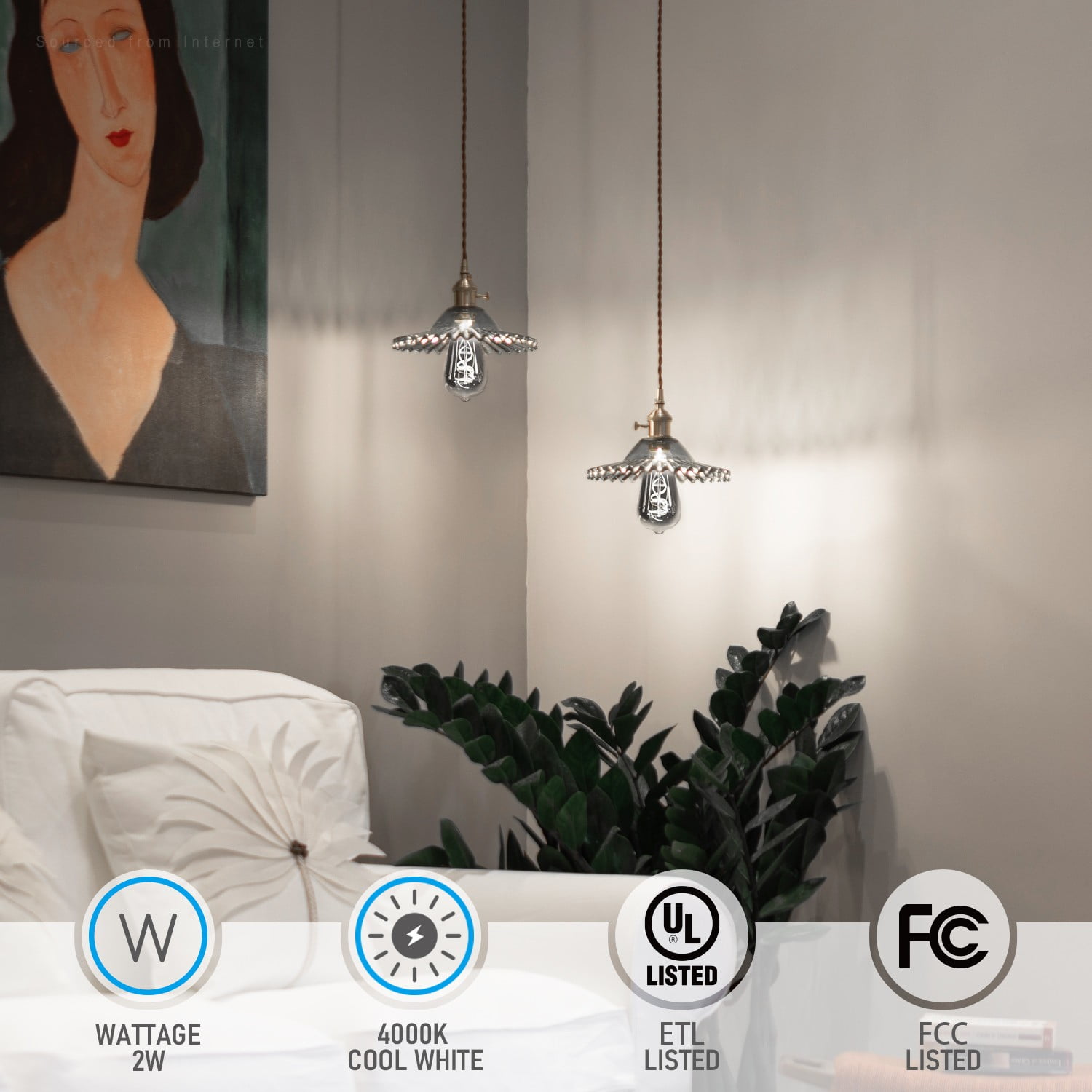 12 Pack Light Bulb Dimmable, LED Vintage Edison Bulbs, E26 Base, Antique Flexible Filament Bulb, Decorative Light Bulbs for Ceiling Light, 4000K Cool White, Smoke Gray