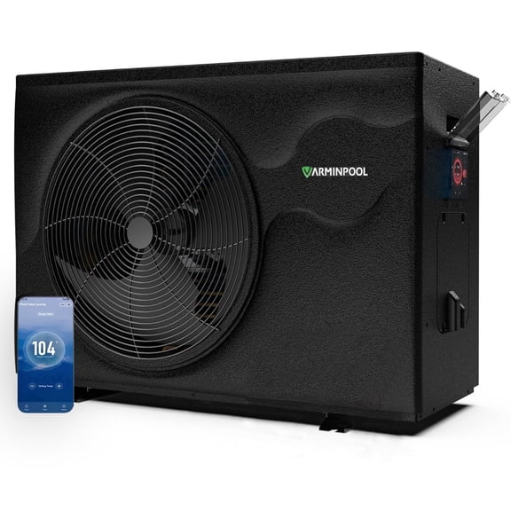 90000 BTU Above Ground Pool Heater 24000 Gallon Swimming Pool Heater Pump Heating or Cooling Electric Pool Heater For Inground Pool WiFi Control Schedule 220V