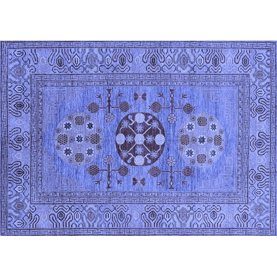 Ahgly Company Indoor Rectangle Oriental Blue Industrial Area Rugs, 2' x 5'