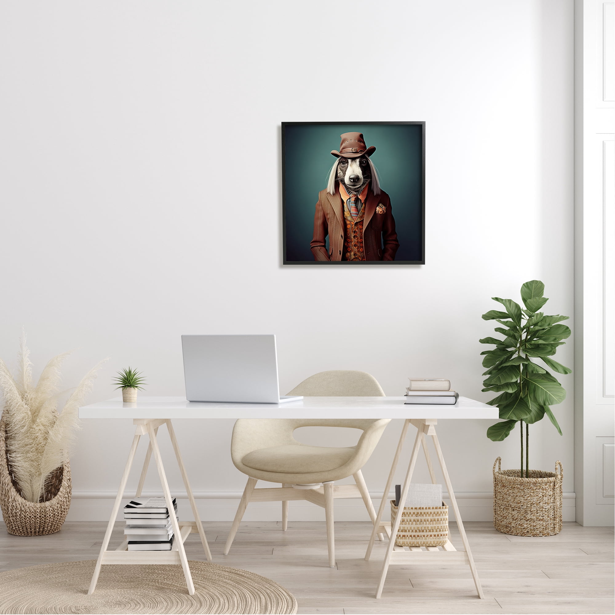 Stupell Industries Vintage Fashion Dog Animals & Insects Painting Black Framed Art Print Wall Art, 24 x 24