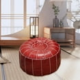 thumbnail image 5 of Unstuffed Footstool Pouf Cover 21inch Boho Embroider Craft Foot Rest Cover Round, 5 of 6