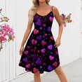 thumbnail image 4 of Women Valentines Day A Line Dress with Adjustable Spaghetti Straps Vintage Inspired Fit and Flare Summer Sundress Light Purple XL, 4 of 4