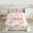 thumbnail image 2 of Manfei Dreamy Pink Bowknot Bedding Comforter Set, Vintage Rustic Flower Twin Comforter Sets, Teens Kids Child Reversible Bedding Set, Lightweight Room Decor, 2-Piece, 2 of 8