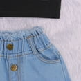 thumbnail image 4 of ITFABS Girl’s Solid Color One-shoulder Vest and Raw Edge Denim Shorts Suit, 4 of 5