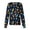 Blue, variant on Novelty Print Scrub Top for Women, Long Sleeve Button Front Medical Jacket - Loose Fit Workwear Tunic with Pockets & Cuffed Sleeves Navy M