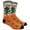 Cartoon / Cool Cactus Orange, variant on Couver Mens Cotton Novelty Crew Dress Socks with Plant Floral Nature Design- Multicolor/Sunset 2, 10-13, 1 Pair