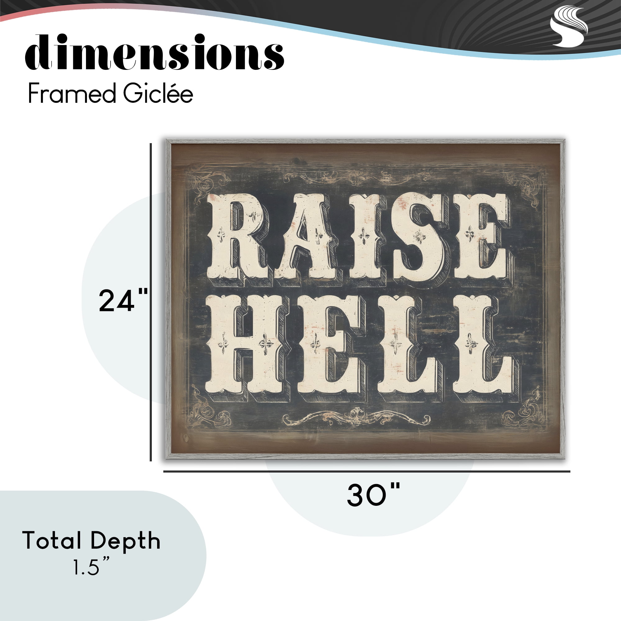 Stupell Industries Raise Hell Vintage Western Gray Framed Giclee Art, design by Arlington Prints