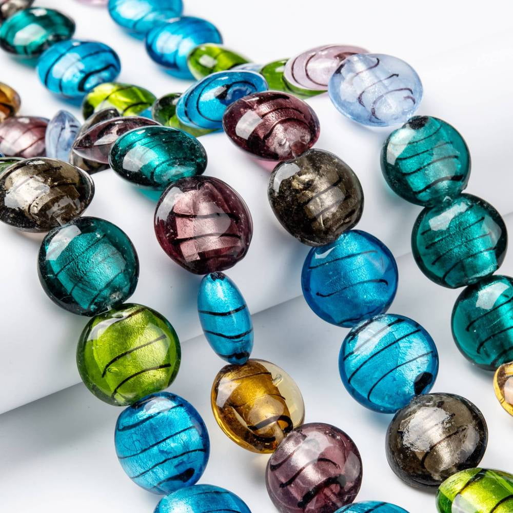 Organic Silver Striking Silver Glass popular Poked and Struck to Multi-Color Encased Round beads