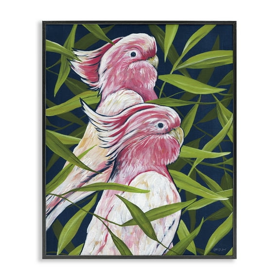 Stupell Industries Tropical Paradise Cockatoo Animals Painting Black Framed Art Print Wall Art, 11 x 14