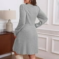 thumbnail image 3 of Maplenight Ribbed Knit Sweater Dress for Women with Pockets Casual Crew Neck Long Sleeve Midi Dresses, 3 of 6