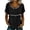 Black, variant on Women's Loose Short Sleeve Blend Hollow Out Yoke Boho Top Light Blue XL