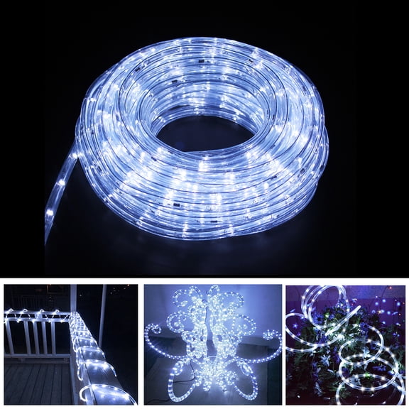 DUNCHATY 20FT LED Rope Lights - Indoor/Outdoor Decor for Halloween, Christmas, Weddings, Garden, Patio, and Pool - White