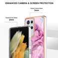 thumbnail image 4 of Designed for Samsung Galaxy S21 Ultra Marble Case, Ultra Thin Girls Women Plating Marble Designed Flexible Soft TPU IMD Marble Protective Case Cover for Samsung Galaxy S21 Ultra - Pink, 4 of 6