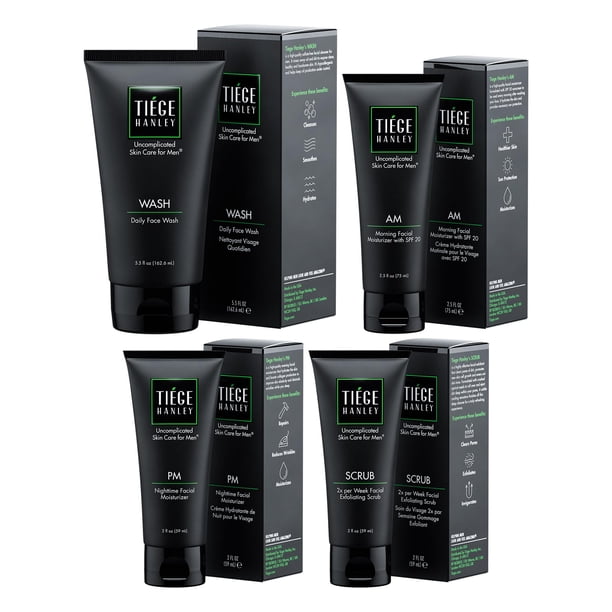 Set de cuidado de la piel Tiege Hanley para 90 días con limpiador facial, exfoliante e hidratante