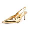 thumbnail image 2 of Zapatos Heelchic Metallic Pumps para mujer, tacones destalonados dorados 7.5, 2 of 8