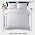 thumbnail image 2 of 3 Sided Zipper Duvet Cover Set Easy to Use Home & Hotel Soft Microfiber 3 PCS 1-Duvet Cover & 2- Pillow Sham No Comfoter Oversized King_98 X 120 Inch, 2 of 6