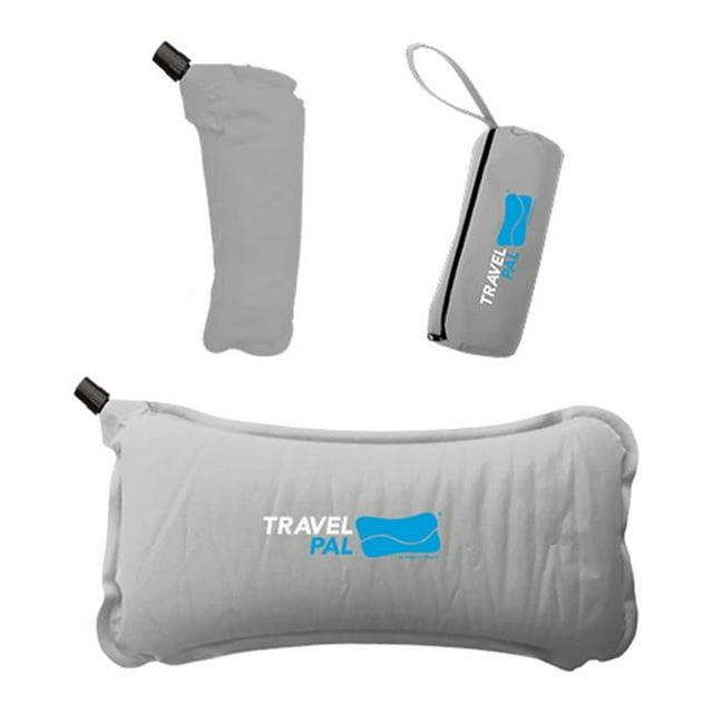 Travel PAL Self Inflating Adjustable Lumbar Pillow Back Rest Support, Grey
