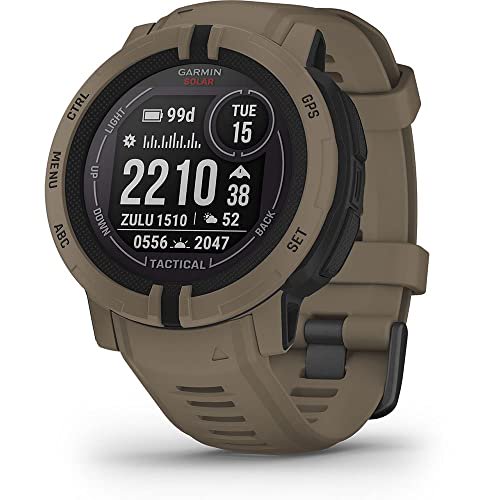 Garmin Instinct 2 Solar Tactical, Reloj Inteligente con GPS Resistente al Agua, Carga Solar, Funciones Tacticas y Deportivas, Pulsioximetria, Puntuacion de Sueno y Notificaciones del Smartphone