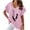 Pink, variant on Summer Cotton Linen Tops for Women Feather Graphic V Neck Short Sleeve T Shirts Dressy Casual Loose Fit Blouses (S, Pink)