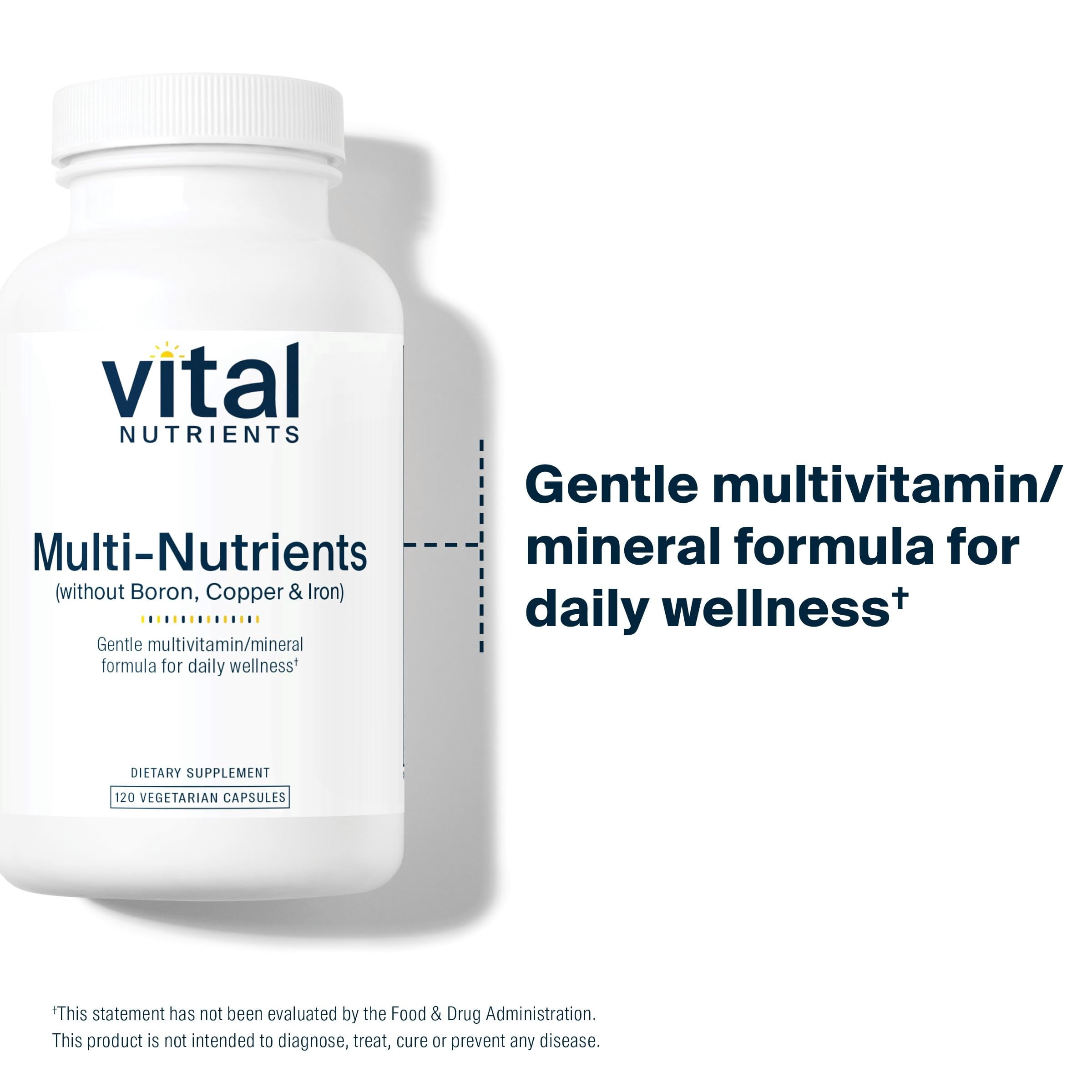 Vital Nutrients Multi-Nutrients 5 Ultra Antioxidant Formula | Boron, Copper, and Iron Free | Vegetarian Daily Multivitamin and Mineral | Gluten, Dairy, Soy Free | Non-GMO | 120 Capsules