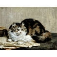 thumbnail image 3 of Van Den Eycken, Charles 14x12 Black Modern Framed Museum Art Print Titled - A Tabby Cat, 3 of 5