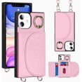thumbnail image 3 of for iPhone 11 Crossbody Wallet Case with Card Holder,Long Lanyard,360°Rotating Ring Kickstand,Magnetic Clasp,3 Card Slots,Flip PU Leather Girl's Phone Casas for Women Lady(Pink), 3 of 18