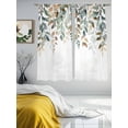 thumbnail image 4 of Green Brown Botanical Semi Sheer Window Curtains 72 Inches Long, Farmhouse Eucalyptus Leaves Rod Pocket Voile Silky Chiffon Curtain Light Filtering Drapes for Living Room, Kitchen, 52"x72", 2 Panels, 4 of 9