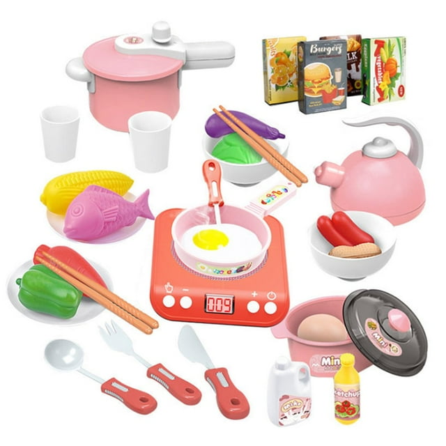 34 Pcs Kitchen Pretend Play Accessories Toys Cooking Set For Kids Educational Learning Tool