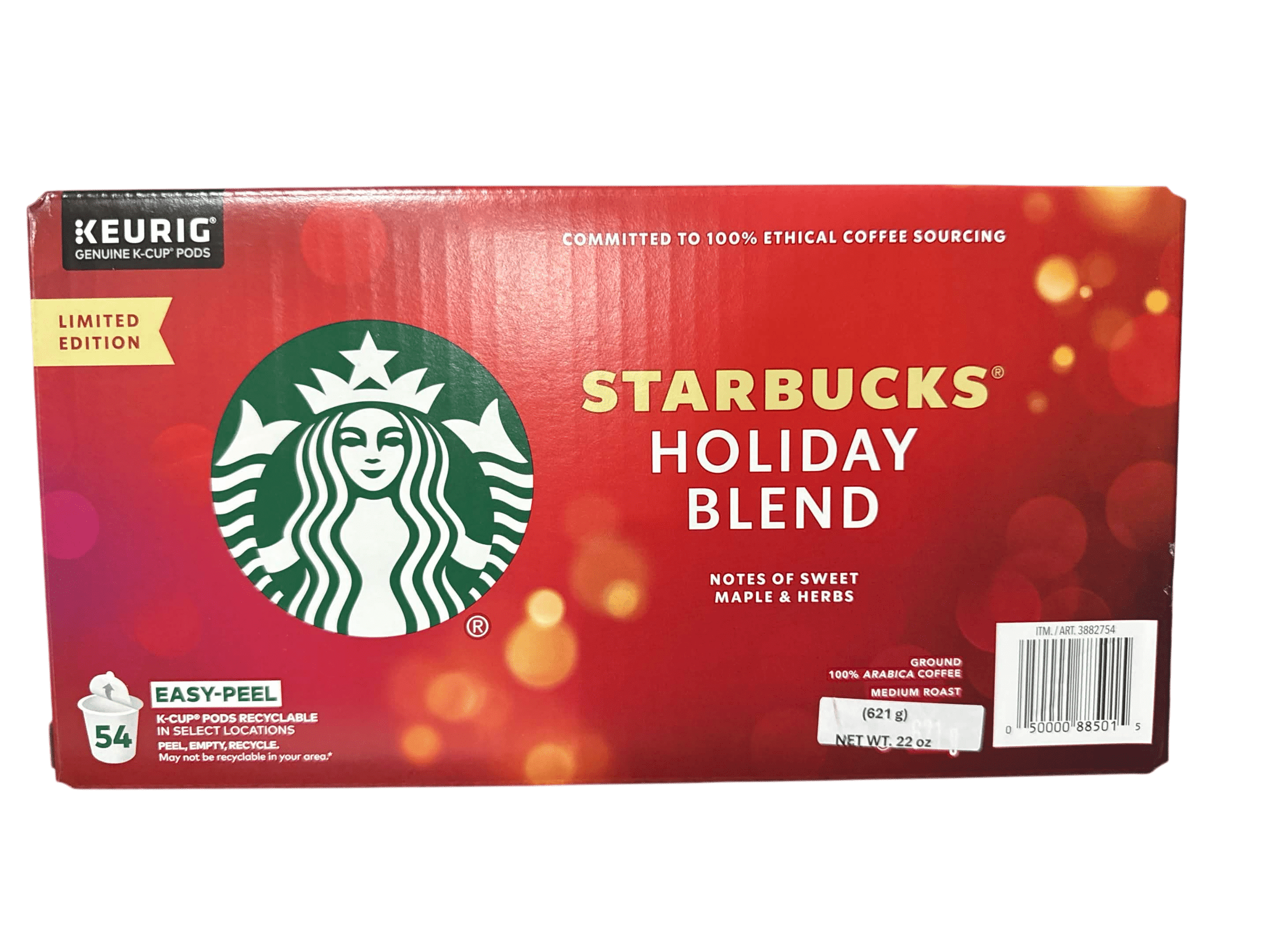 Starbucks Holiday Blend Medium Roast Coffee K-Cups, 72 Count, 29.2