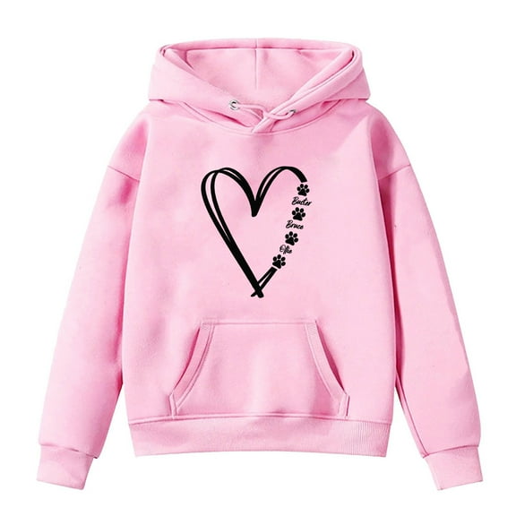 Valentine's Day Girl's Hoodie Long Sleeve Sweatshirt Graphic Hoody Kids Cute Pullovers Top Clothes Girls