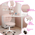 thumbnail image 4 of Homy Casa 1-Piece Adjustable Swivel Kids Desk Chair, Armless Upholstered Study Chair with Wheels for Bedroom, Study Desk, Pink, 4 of 8