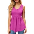 thumbnail image 2 of Tank Tops for Women Summer Flowy Peplum Top Sleeveless V Neck Textured Dressy Casual Tank Top, 2 of 7