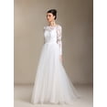 thumbnail image 3 of Vestido de novia Gilda Maxi de manga larga con encaje y malla, 3 of 6