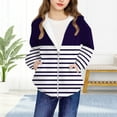 thumbnail image 4 of Jinhomg Girls Zip Up Hoodie Kids Fashion Striped Sweatshirt Jacket with Pockets 2025 Fall Winter Treney Outwear Purple 150, 4 of 9