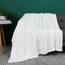 Piccocasa Soft 100% Cotton Thermal Blanket Waffle Weave Home Decoration Knit Blanket White 47" x 70"