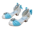 thumbnail image 6 of ZHOGXU Trendy Baby Girls Sandals Elegant Bowknot High Heel Lightweight Non Soft Bottom Dress Shoes For Performance Party,Blue,3.5-4 Years, 6 of 6
