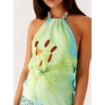 thumbnail image 2 of Women'S Y2k Halter Tank Floral Print Open Back Top Sleeveless Tie Cropped Top Summer Street Style Green L, 2 of 8