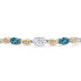 thumbnail image 3 of Gem Stone King 925 Silver and 10K Yellow Gold Moissanite, London Blue Topaz and Lab Grown Diamond Bracelet for Women | 2.16 Cttw | Gemstone | Oval 7X5MM | Fully Adjustable 9", 3 of 5