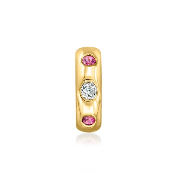 Ross-Simons 0.26 ct. t.w. Diamond and .10 ct. t.w. Rhodolite Garnet Bead Charm in 18kt Gold Over Sterling, Women's, Adult