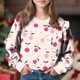 thumbnail image 1 of Vestido de verano para niña con estampado de flores de Pascua, manga corta, bolsillos con volantes y cuello redondo, top de poliéster, 1 of 5
