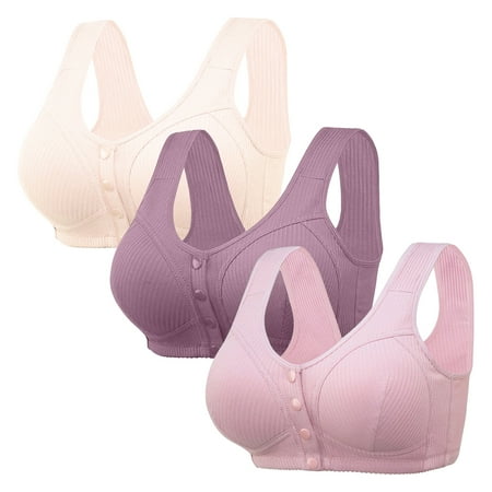 Ukumplol Womens Wireless Bras for Women No Underwire Lace Underwear for Women Breathability Underwear Brater Buckle Female Bralette Wireless Bra Comfortable Bras for Women Watermelon Red 5XL/50