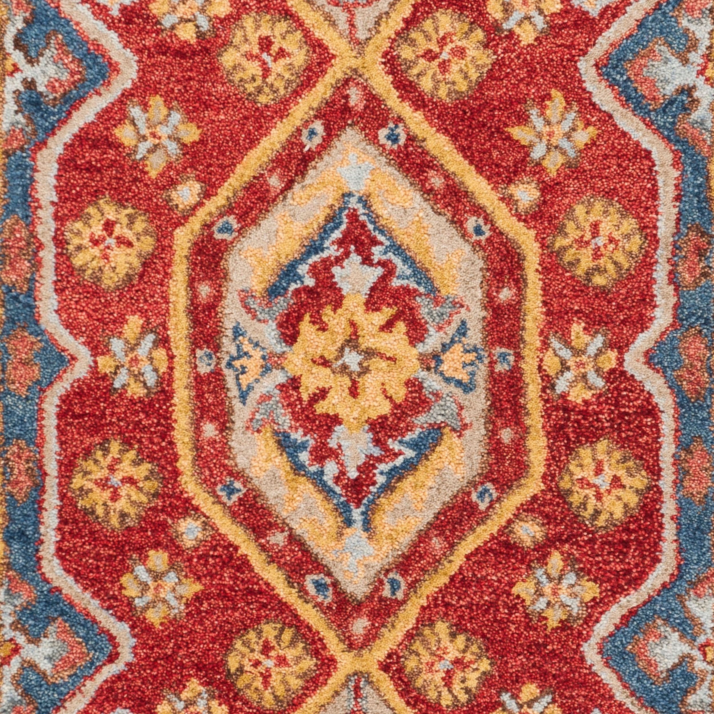 SAFAVIEH Antiquity Steve Traditional Wool Area Rug, Red/Blue, 2' x 3'