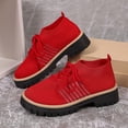 thumbnail image 6 of Women's Lace Up Knit Mary Jane Shoes Breathable Slip On Dress Shoes Chunky Heel Non Slip Walking Shoes Yellow Size 9, 6 of 7