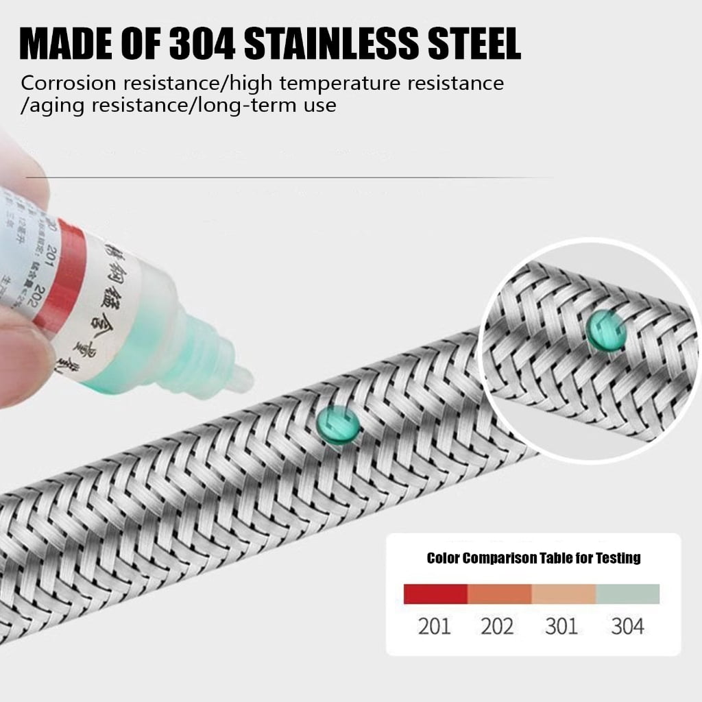 WINDLAND 304 Stainless Steel Water Heater Connections Hose with 4 Point Internal External