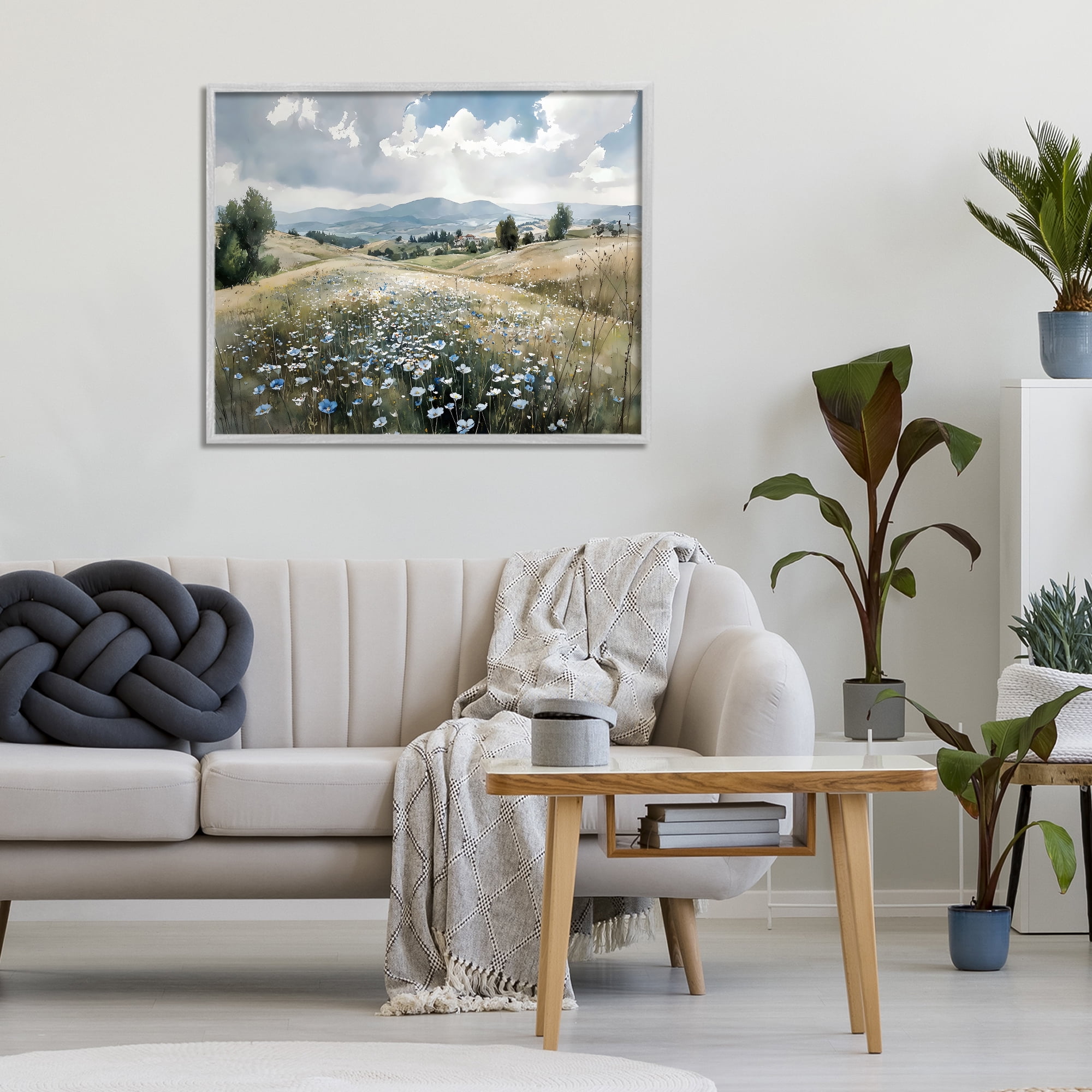 Stupell Industries Poppy Blues Across Meadow Gray Framed Giclee Art, design by Franklyn Gregory