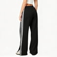 thumbnail image 4 of Lace Side Stripe Sweatpants for Women Ghalytn Drawstring Wide Leg Pants - Loose Casual Trousers with Side Pockets and Split Hem, 4 of 8